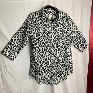 Dress shirt black and white cheetah print.